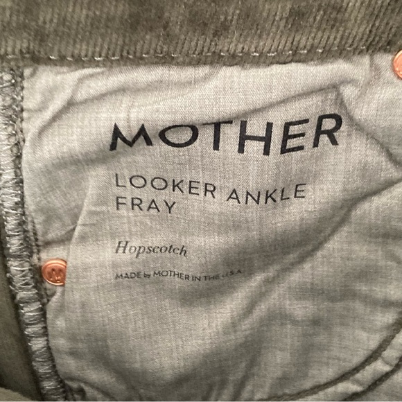MOTHER The Looker Ankle Fray in Hopscotch Olive Corduroy Pants, Size 25 - Picture 5 of 9